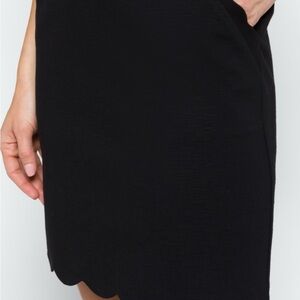 Skies Are Blue Black Pencil Skirt with Scalloped Hem